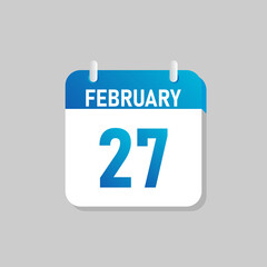 White daily calendar Icon February in a Flat Design style. Easy to edit Isolated vector Illustration.