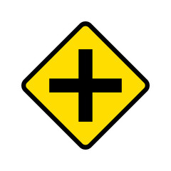 Obraz premium Yellow traffic vector of crossroads sign.