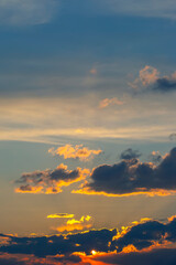 brightly contrasting cloudy sky at sunset