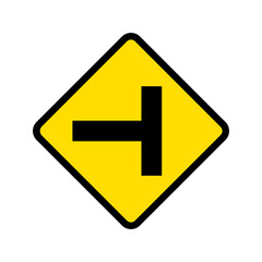 Caution Sign Road on isolated background. Left sign.