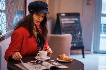 beautiful young girl in a restaurant