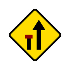 Lane left closed traffic road sign. Isolate on white background label.