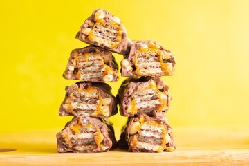 World Chocolate Day chocolate on a yellow background