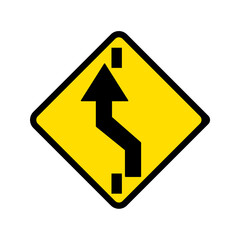 Yellow traffic sign vector of changing to left lane.