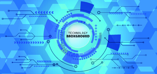 Obraz premium Abstract technology background with various technology elements Hi-tech communication concept innovation background Circle empty space for your text