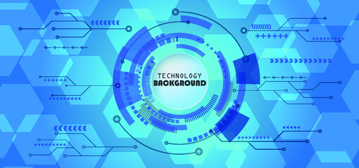 Abstract technology background with various technology elements Hi-tech communication concept innovation background Circle empty space for your text