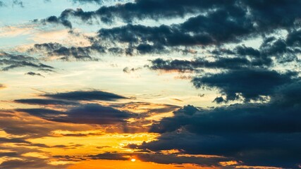 Fototapeta premium colorful sky with sun in clouds of altitude . religious background sunset or dawn , 