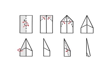 How to make a paper airplane instruction - isolated vector illustration