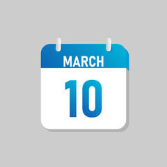 White daily calendar Icon March in a Flat Design style. Easy to edit Isolated vector Illustration.