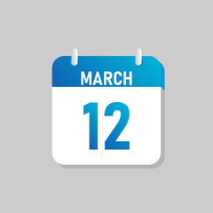 White daily calendar Icon March in a Flat Design style. Easy to edit Isolated vector Illustration.