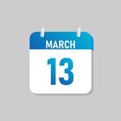 White daily calendar Icon March in a Flat Design style. Easy to edit Isolated vector Illustration.