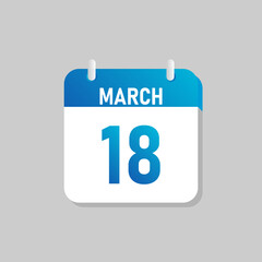 White daily calendar Icon March in a Flat Design style. Easy to edit Isolated vector Illustration.