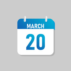 White daily calendar Icon March in a Flat Design style. Easy to edit Isolated vector Illustration.