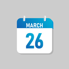White daily calendar Icon March in a Flat Design style. Easy to edit Isolated vector Illustration.