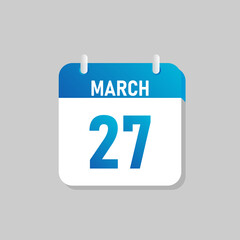 White daily calendar Icon March in a Flat Design style. Easy to edit Isolated vector Illustration.