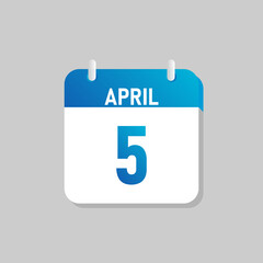 White daily calendar Icon April in a Flat Design style. Easy to edit Isolated vector Illustration.