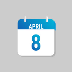 Fototapeta na wymiar White daily calendar Icon April in a Flat Design style. Easy to edit Isolated vector Illustration.