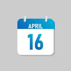 White daily calendar Icon April in a Flat Design style. Easy to edit Isolated vector Illustration.