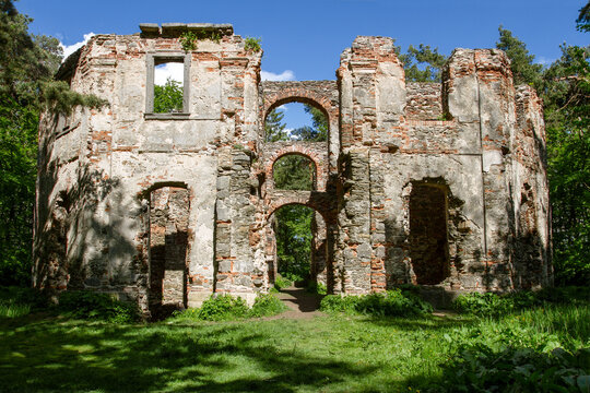 Baroque chateau (summer house) with the time of St. John the Baptist under the name Belvedere. The ruins of the Belvedere summer house in Suchdol near Kutn&aacute; Hora. Czech republic. European travel. 