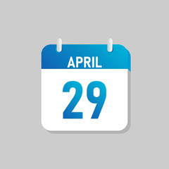 White daily calendar Icon April in a Flat Design style. Easy to edit Isolated vector Illustration.