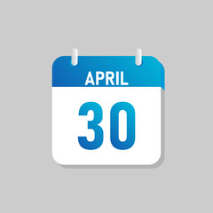 White daily calendar Icon April in a Flat Design style. Easy to edit Isolated vector Illustration.