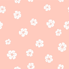 Vector pattern with simple cute flowers. Liberty seamless background. Trendy colors illustration for fashion textile.