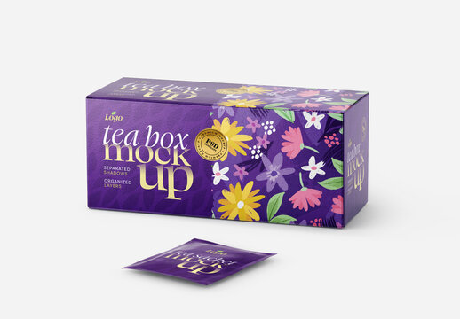 Tea Box and Tea Bag Mockup for Design and Branding Projects