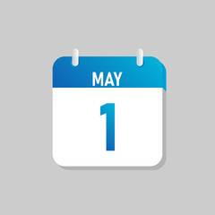 White daily calendar Icon May in a Flat Design style. Easy to edit Isolated vector Illustration.