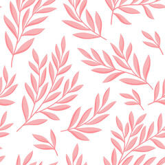 Floral vector seamless pattern. Delicate botanical wallpaper. Repeatable background with leaves.