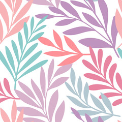 Floral vector seamless pattern. Delicate botanical wallpaper. Repeatable background with leaves.