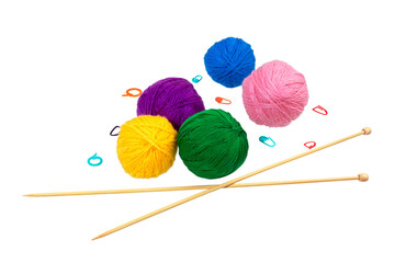 Knitting Needles and balls of yarn.