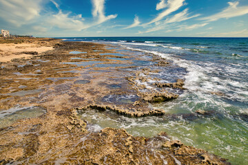 Ayia Napa rocky beach seafront, Cyprus.