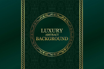 Fototapeta premium Gold monogram ornament on a green background. Luxurious design template.