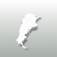 Obraz premium Argentina - white 3D silhouette map of country area with dropped shadow on grey background. Simple flat vector illustration.