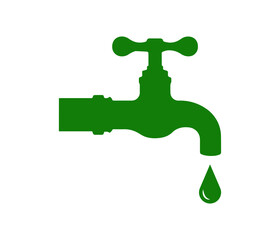 Efficient use of water. Water and faucet icon.