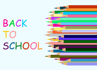 Back to school concept. Illustration of a set of colored pencils and beside text
