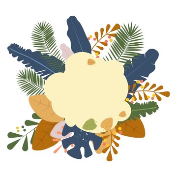 Summer background with leaves. Tropical fall colors. Flat style vector illustration for sale banner, invitation,card, poster etc.