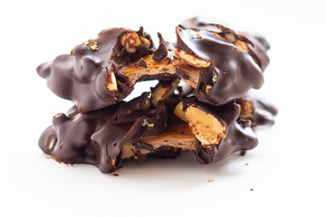 World Chocolate Chocolate Day with nuts on a white background