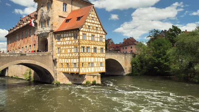 Bamberg or Little Venice. Old Town Hall of Bamberg (Altes Rathaus).Regnitz river, , Germany 