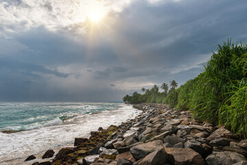 Fototapeta na wymiar Tropical coastline before heavy storm