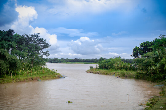 Bangladesh is a riverine country. A beautiful Crooked small river. The small river merges with the big river.
