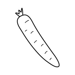 Simple carrot in doodle style.  Vector illustration in black. Suitable as an icon, logo, or label. Farm or grocery concept