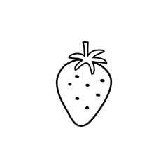 Strawberry in doodle style. Simple vector illustration in black. Suitable for decorating cafes, packaging desserts or advertising a farm