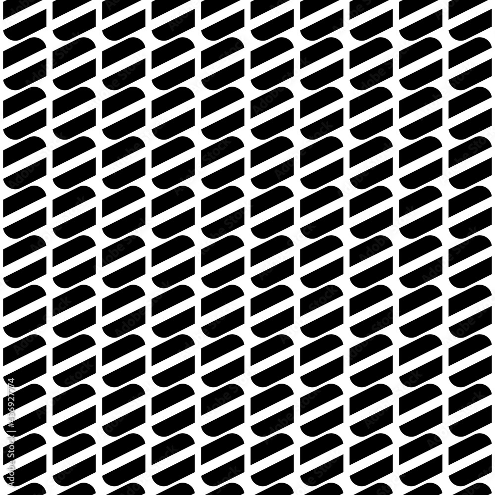 Poster Double diagonal black shapes make pattern. Vector same ounded and cornered rectangles.