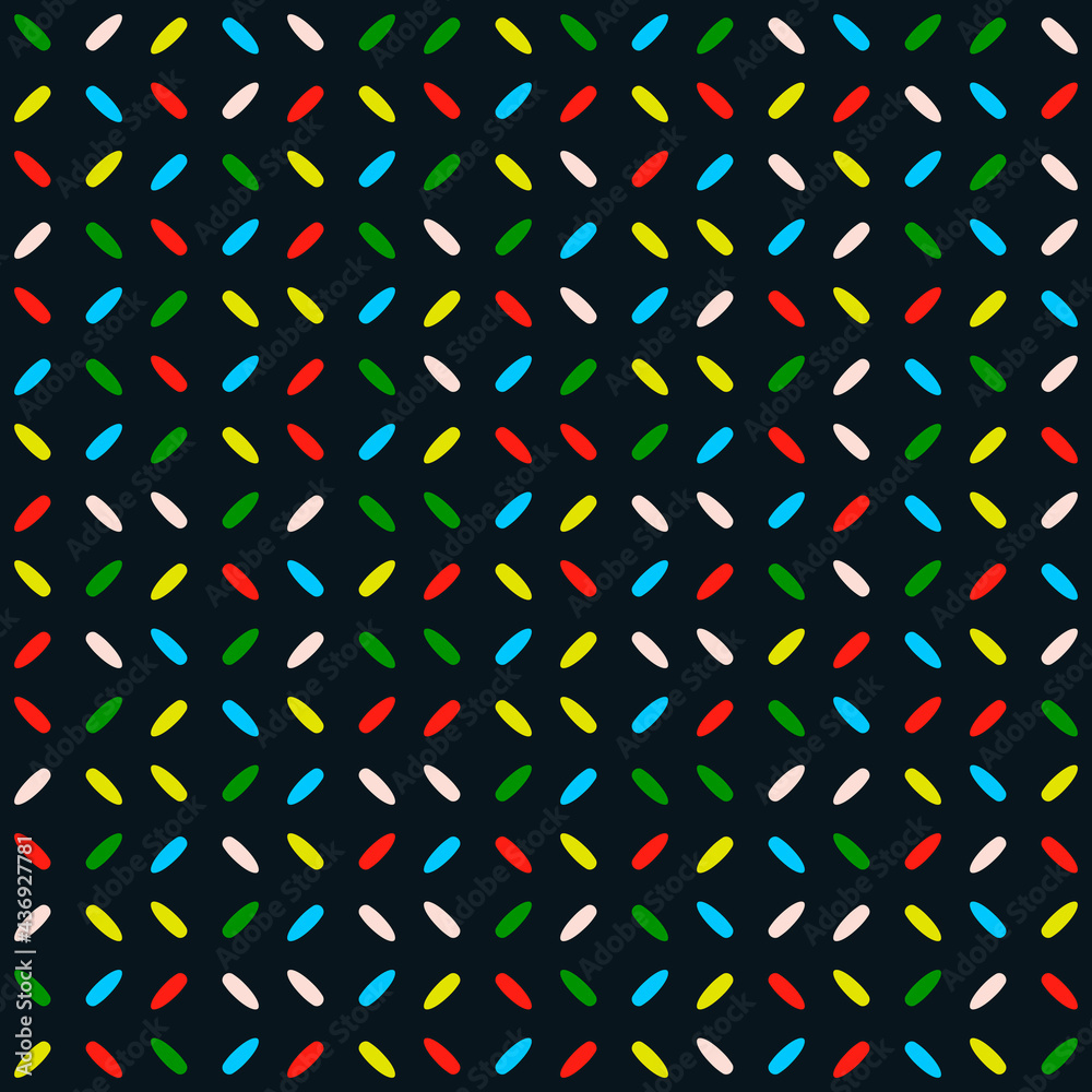 Poster Four dashes make minimal pattern. Repaet decor element with four small colorful corns.