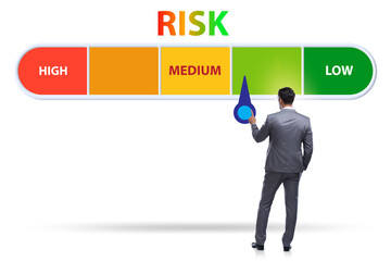 Businessman in risk metering and management concept