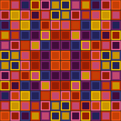 Colorful tile ornament. Vector same squared multicolor tile and colorful background.