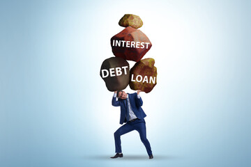 Debt and loan concept with businessman