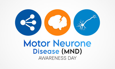 Motor neurone disease (MND) awareness day is observed every year on August 21. it is an uncommon condition that affects the brain and nerves. It causes weakness that gets worse over time. vector art