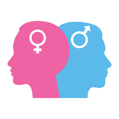 illustration Gender equality concept. Silhouettes of a man and a woman. The gender sign. 
